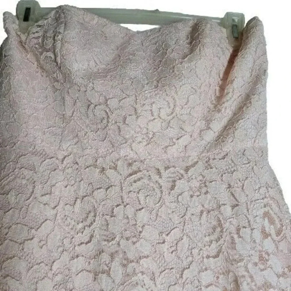 David's Bridal Pink Dress Strapless Short Lace  Womens Size 10 - Picture 7 of 13